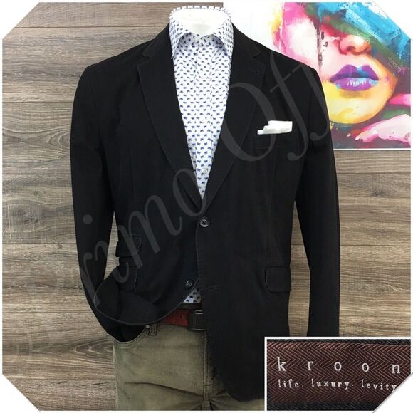 KROON Mens Blazer‎ Sport Coat Casual Jacket Size 46R Two Button Cotton Suit